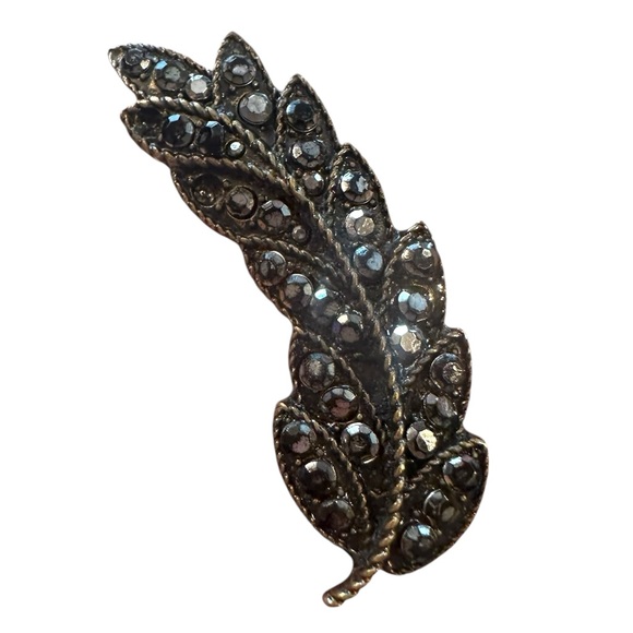 Bronze Rhinestone Leaf Two Finger Edgy Ring size 6 - Picture 3 of 16